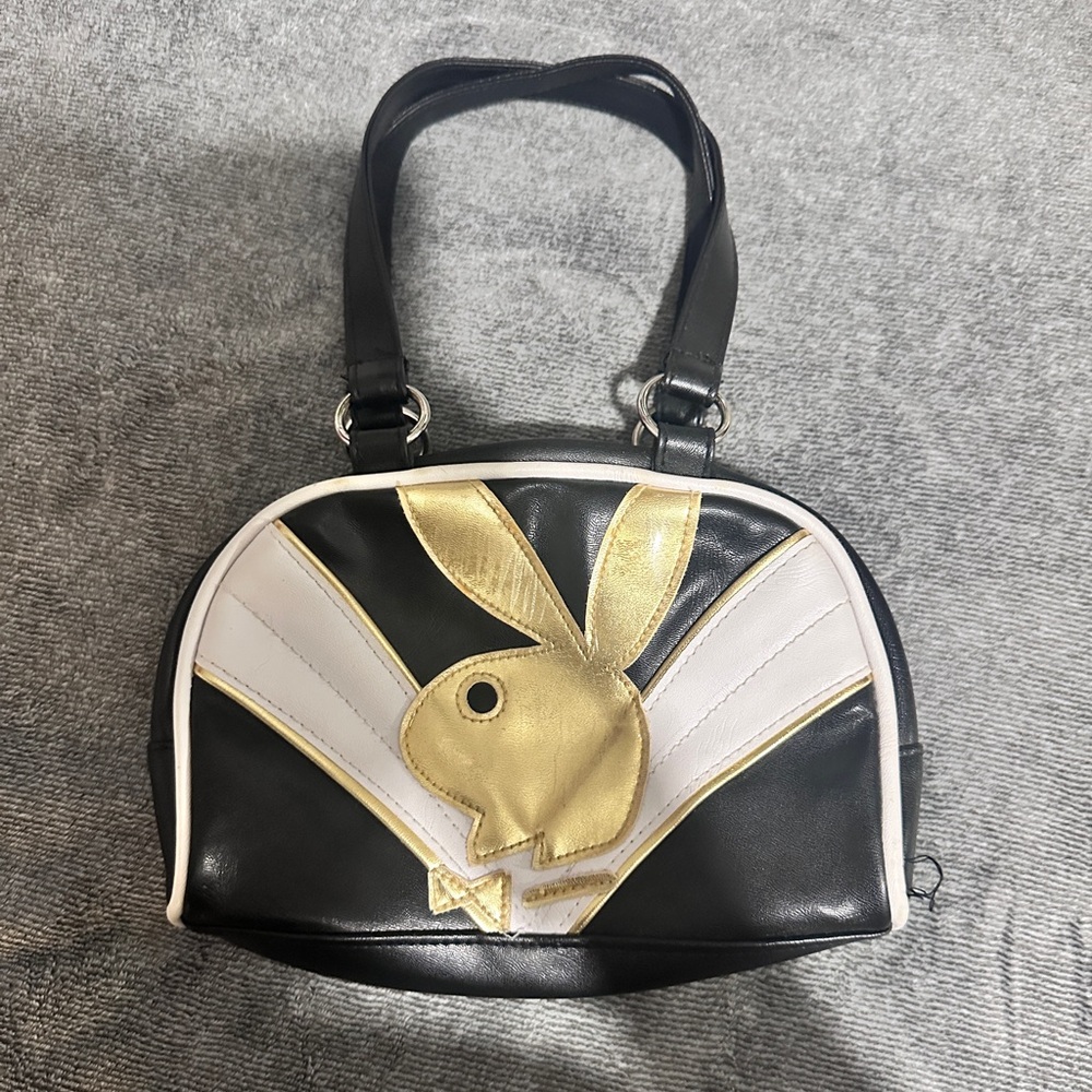 PLAYBOY Black and Gold Shoulder Bag